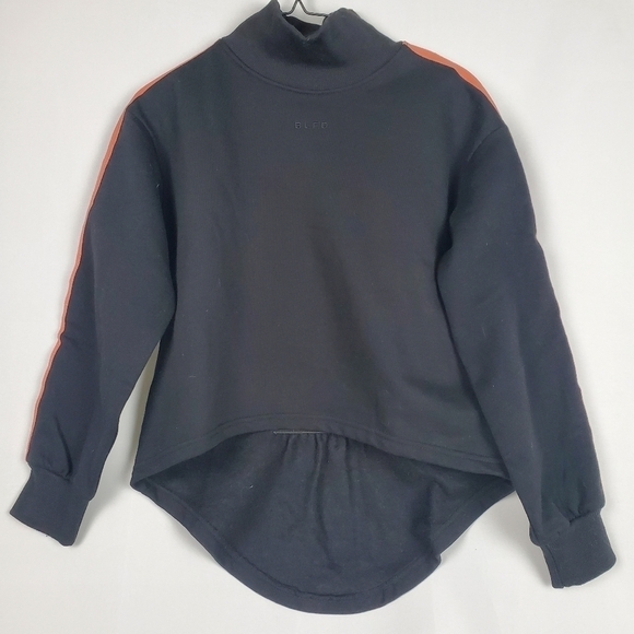 BLFD Funnel Neck Striped Black Sweatshirt Women's Size Small New With Tags - Picture 1 of 7